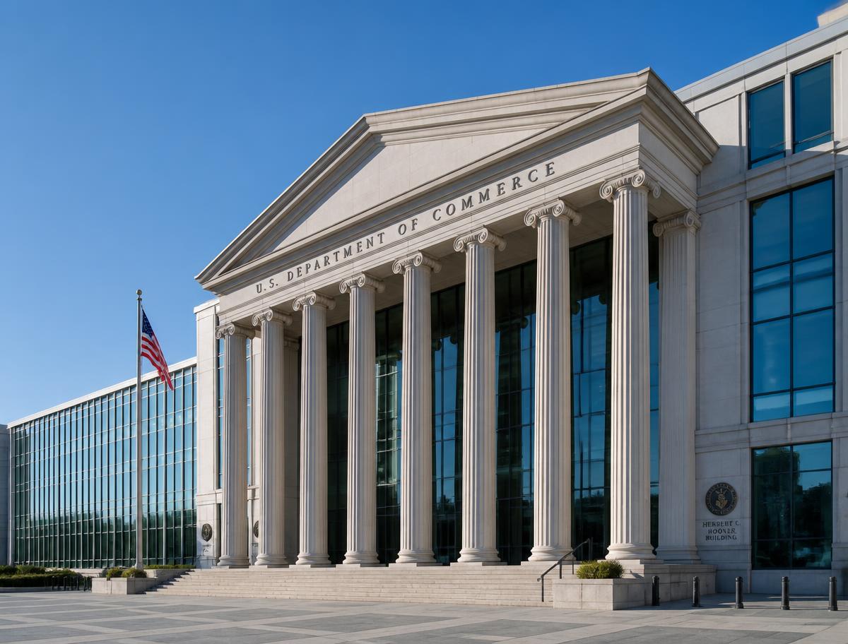 Modern government building with columns